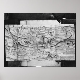 Póster La ciudad y el pueblo de Carcasona, 1462
