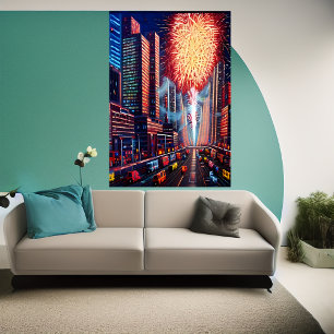 Póster La ciudad y los fuegos artificiales   Poster de ar