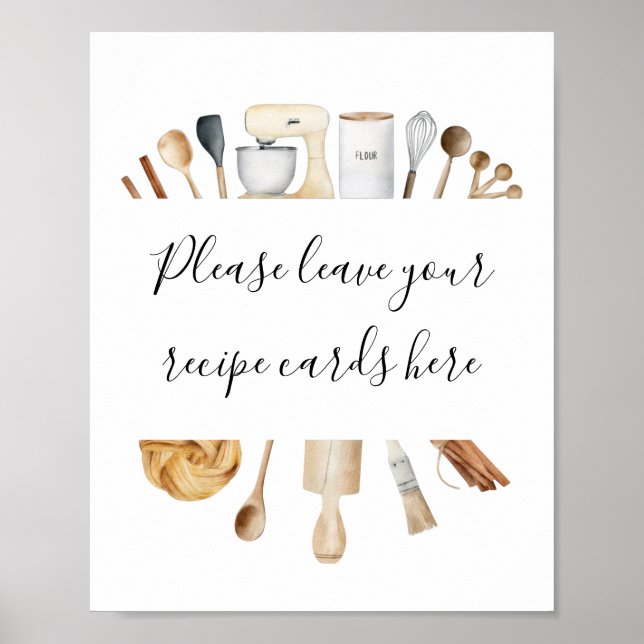 Póster La cocina compra tus tarjetas de recetas aquí (Frente)