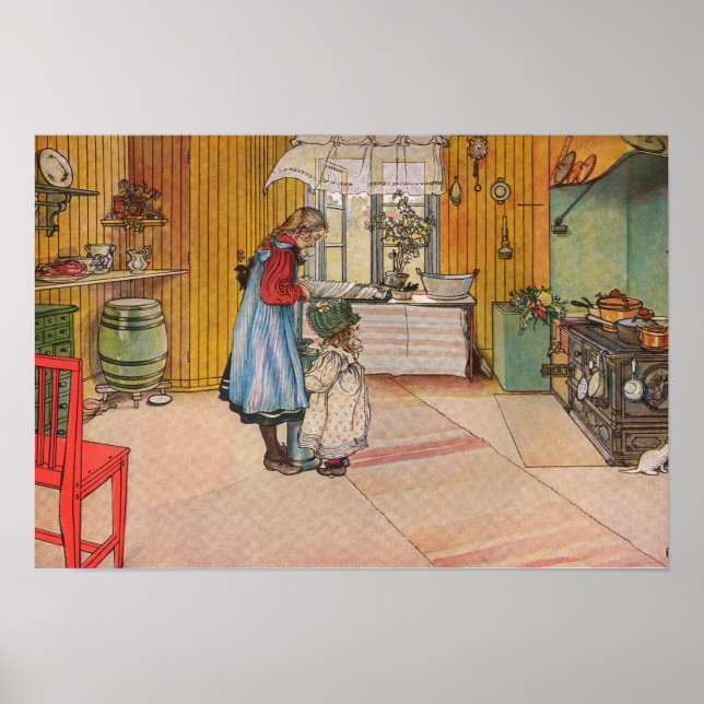 Póster La cocina de Carl Larsson, 1898 (Frente)