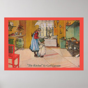 Póster La cocina por el Bello Artes de Carl Larsson