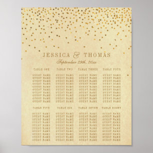 Póster La Colección de Boda de Confeti Dorado Vintage Gla