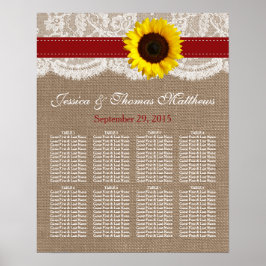 Póster La colección de Bodas de girasol rústico - Rojo