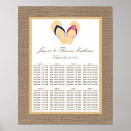 Póster La colección de Bodas Flip-Flop Sand Beach Burlap
