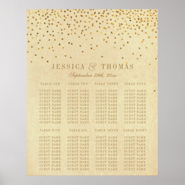 Póster La colección de Bodas Glam Gold Confetti (Frente)
