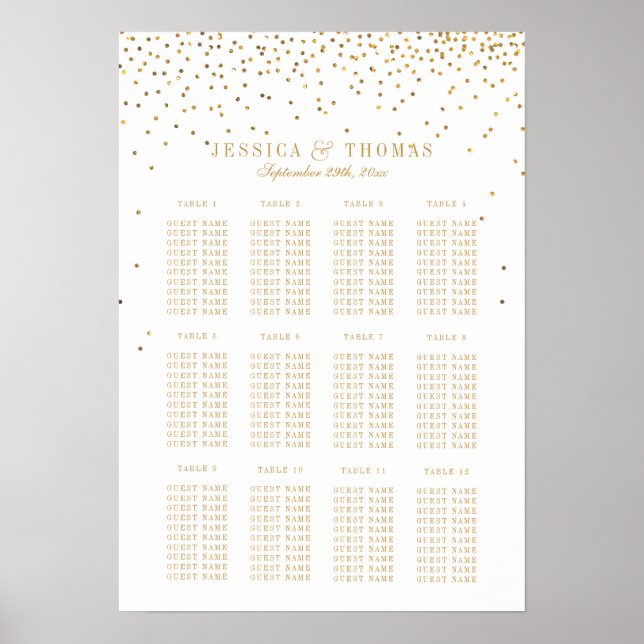 Póster La colección de Bodas Glam Gold Confetti (Frente)