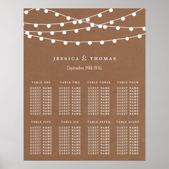 Póster La colección de Bodas Rustic Kraft Lights (Frente)