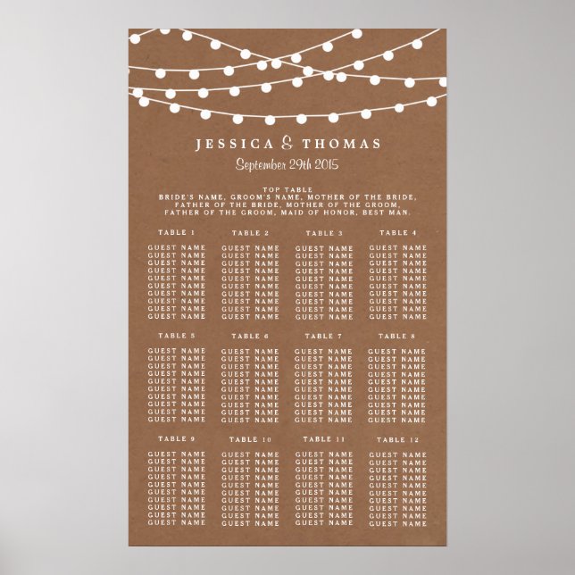 Póster La colección de Bodas Rustic Kraft Lights (Frente)
