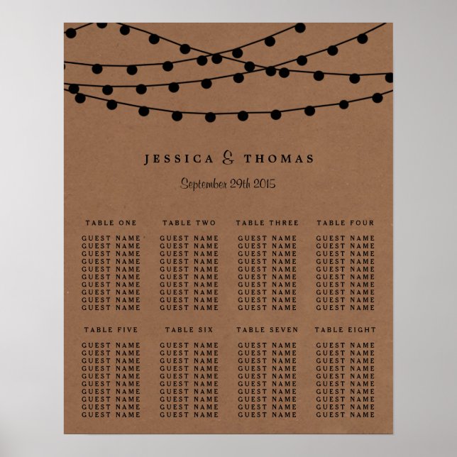 Póster La colección de Bodas Rustic Kraft Lights (Frente)