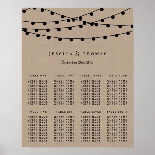 Póster La colección de Bodas Rustic Kraft Lights (Frente)