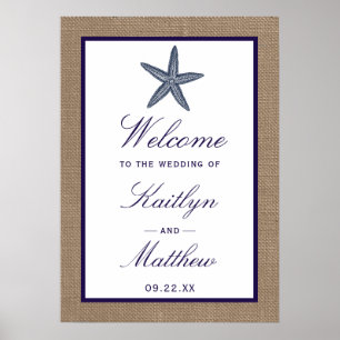 Póster La colección de bodas Starfish Burlap Beach de la 