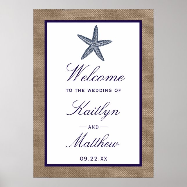 Póster La colección de bodas Starfish Burlap Beach de la  (Frente)