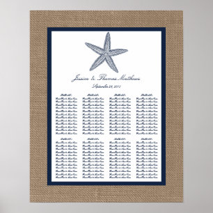Póster La colección de bodas Starfish Burlap Beach de la 