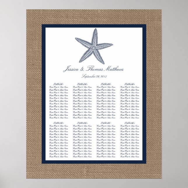 Póster La colección de bodas Starfish Burlap Beach de la  (Frente)