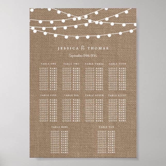 Póster La Colección de Luces de Cuerda de Arpillera Rústi (Frente)