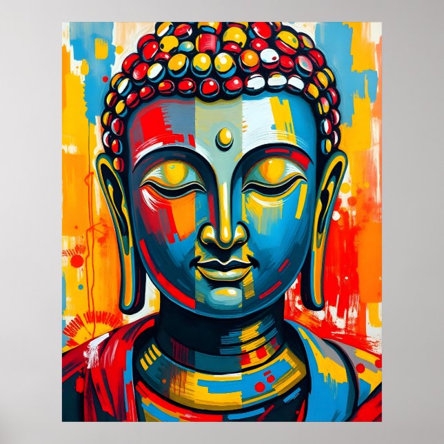 Póster La colorida pintura abstracta de Buda (Frente)