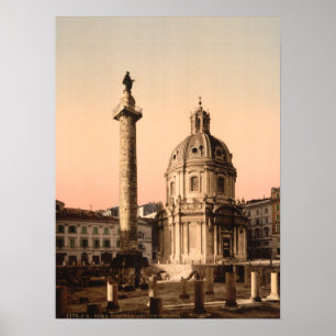 Póster La columna de Trajan, Roma, Lazio, Italia