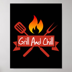 Póster La Comida De Grill Y Chill Bbq Es Muy Graciosa