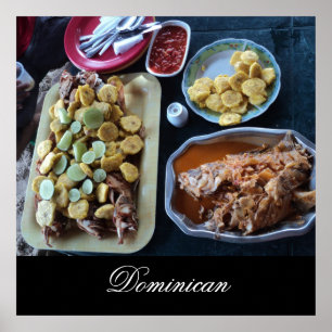 Póster La comida dominicana en la playa