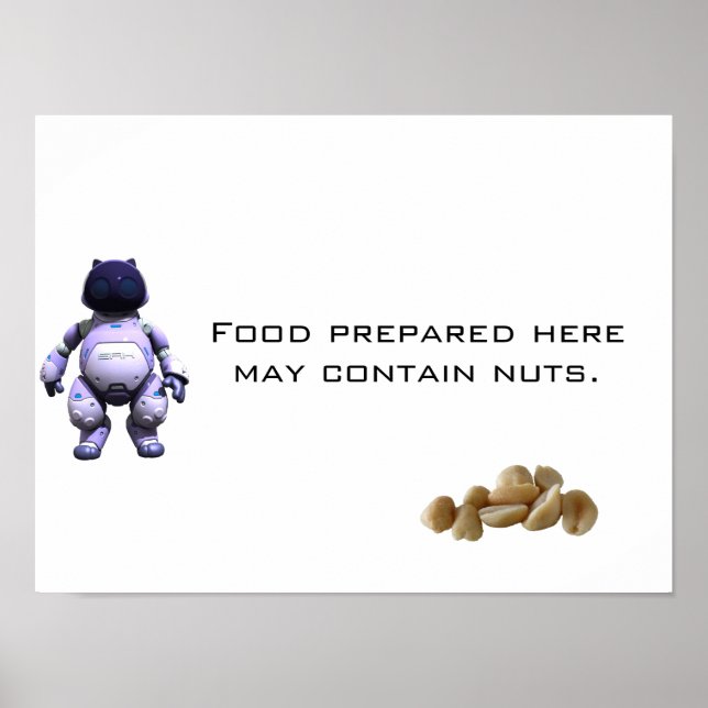 Póster La comida preparada aquí puede contener nueces. (Frente)