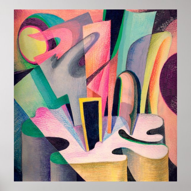 Póster La composición abstracta se dibuja con acuarelas (Frente)