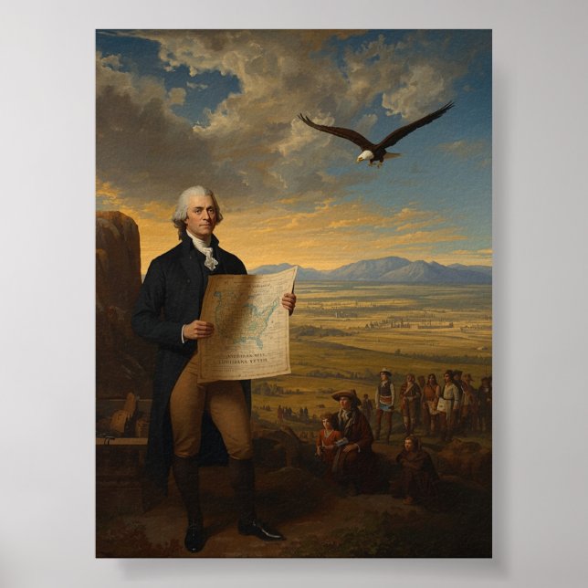 Póster La Compra de Luisiana Presidente Thomas Jefferson (Frente)