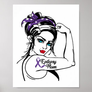 Póster La conciencia de la madre Epilepsy Riveter Ribbon