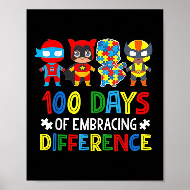 Póster La Conciencia Sobre El Autismo Abarca Las Diferenc (Frente)