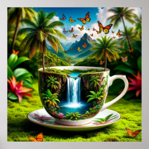 Póster La Copa Surreal se transforma en cascada tropical