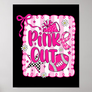 Póster La Coqueta de Cáncer de Mama Preppy Pink Out Footl