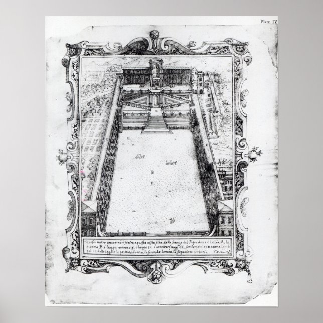 Póster La Corte Belvedere del Vaticano Roma, 1581 (Frente)