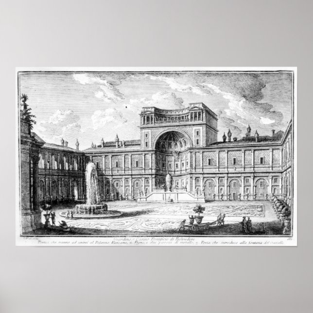 Póster La Corte Belvedere en la Roma Vaticana (Frente)