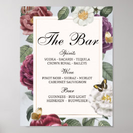 Póster La cosecha floral de mariposa Boda Bar