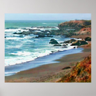 Póster La costa de California en Cambria en otoño