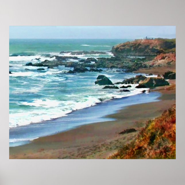 Póster La costa de California en Cambria en otoño (Frente)