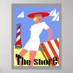 Póster La costa, la puerta en el faro