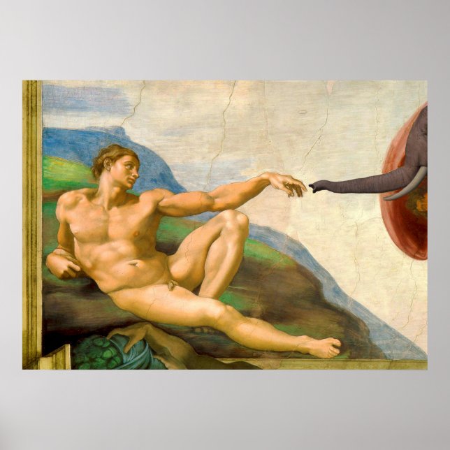 Póster La Creación De La Parodia De Adam (Frente)