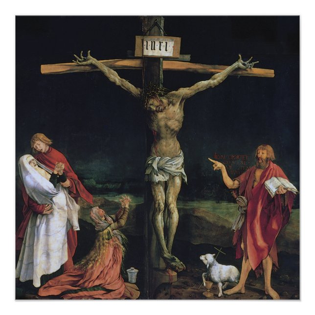 PÓSTER LA CRUCIFICACIÓN DE LA PIEZA DE ALTAR ISENHEIM. (Anverso)