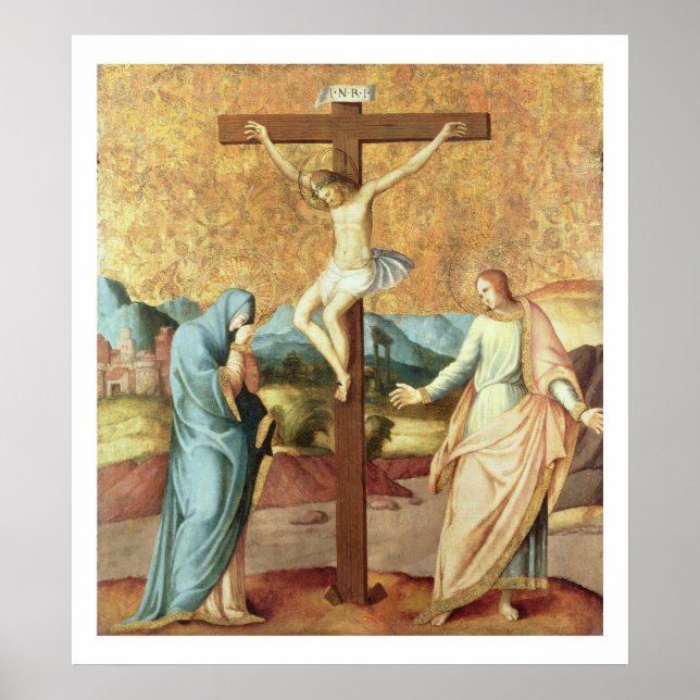 Póster La crucifixión con la Virgen y San Juan el Ev (Frente)