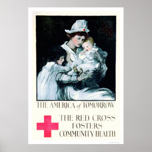 Póster La Cruz Roja fomenta la salud de la comunidad