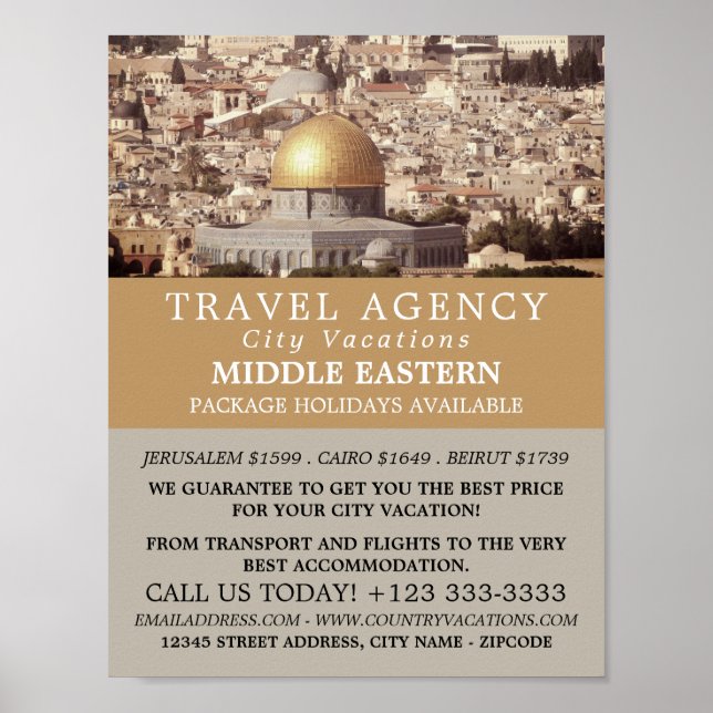 Póster La Cúpula de la Roca, Jerusalén, Agencia de Viajes (Frente)