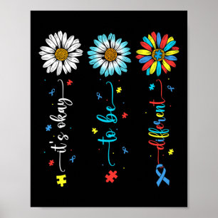 Póster La Daisy Flower Autism Awareness Está Bien Ser Dif
