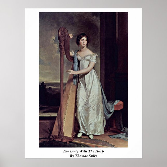 Póster La Dama Con El Arpa De Thomas Sully (Frente)