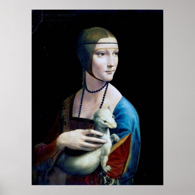 Póster La Dama con un Ermio, Leonardo da Vinci (Frente)