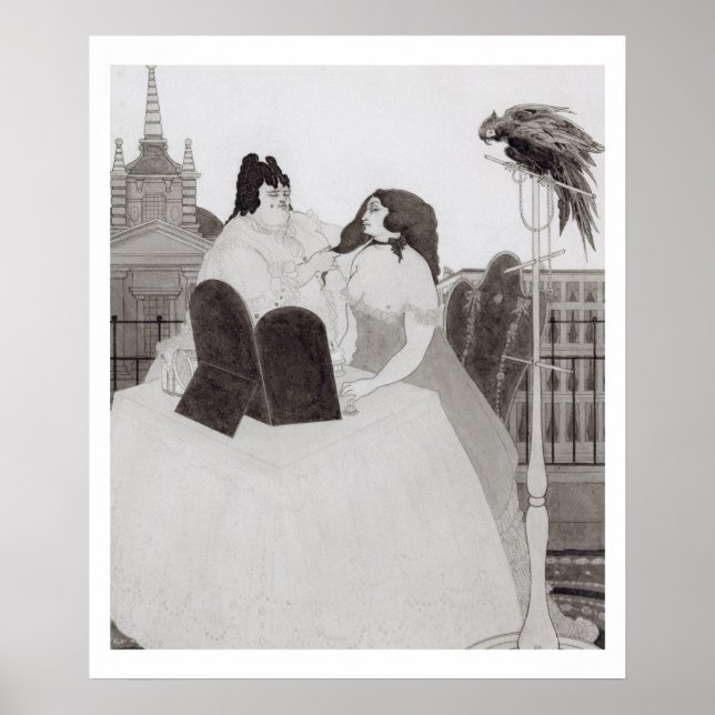 Póster La dama de la mesa de vestir (tinta y lavado) (Frente)