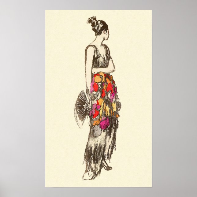 Póster La dama de moda con un vestido de primavera (Frente)