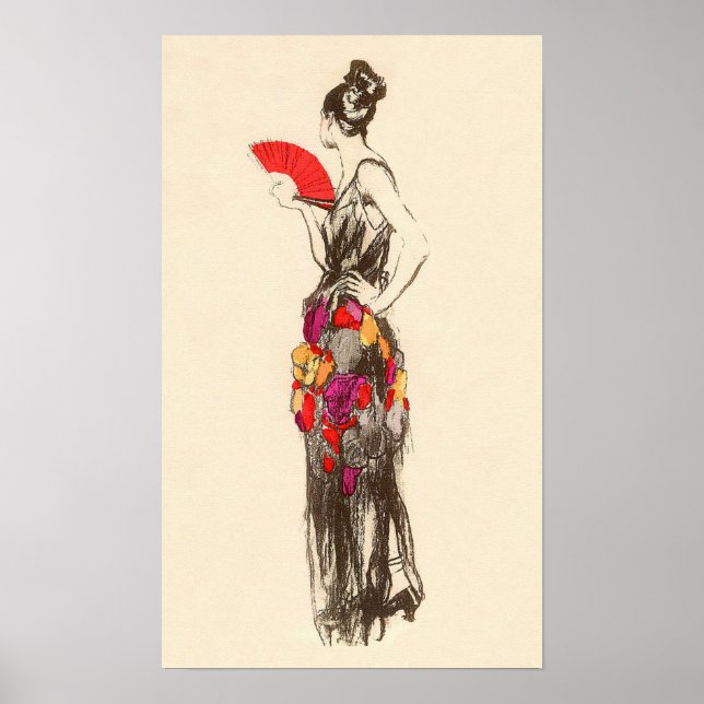 Póster La dama de moda con un vestido de primavera (Frente)