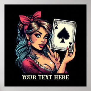 Póster La dama de póker de época de Cutage agrega texto
