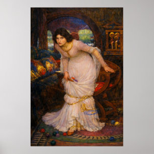 Póster La Dama de Shalott mirando a Lancelot