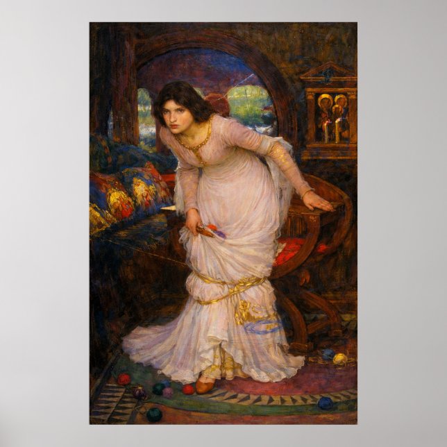 Póster La Dama de Shalott mirando a Lancelot (Frente)